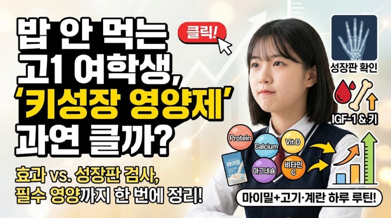 식사량이 적은 고1 여아 키성장 영양제 과연 효과가 있을까? (성장판 검사 비용 & IGF-1 진실&밥....