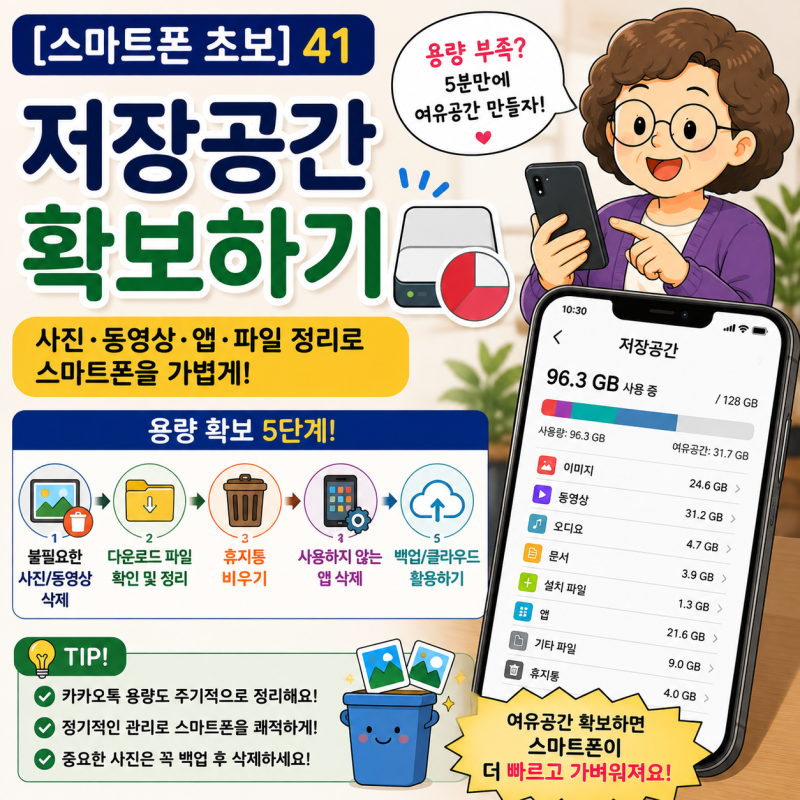 [스마트폰 초보] 41. 저장공간이 부족하다고 뜬다면? 사진·동영상부터 앱까지 휴대폰 용량 확....