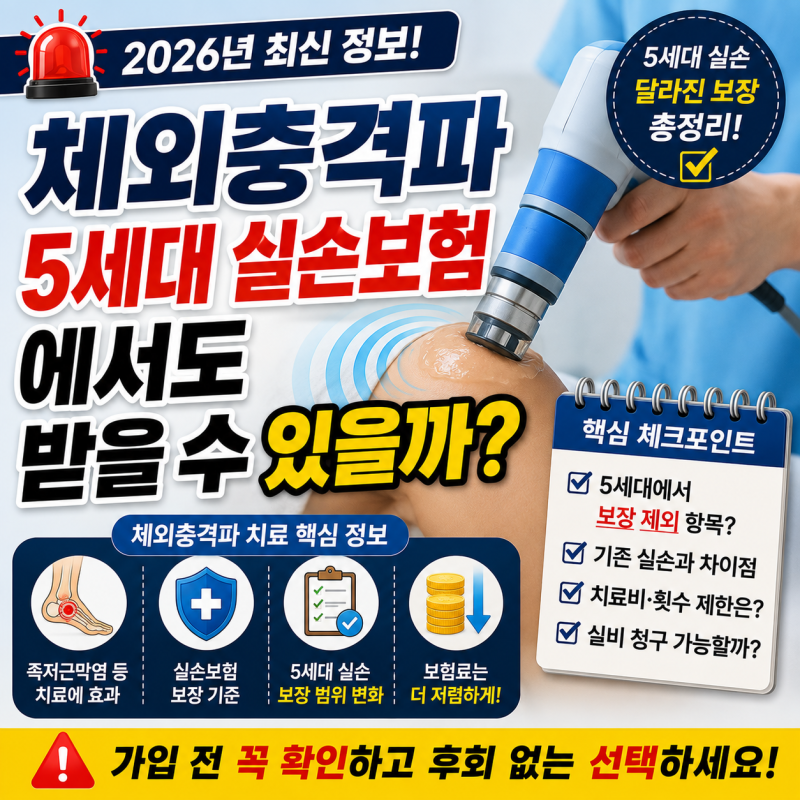 체외충격파 5세대 실손보험에서도 받을 수 있을까? 2026년 달라진 보장 총정리