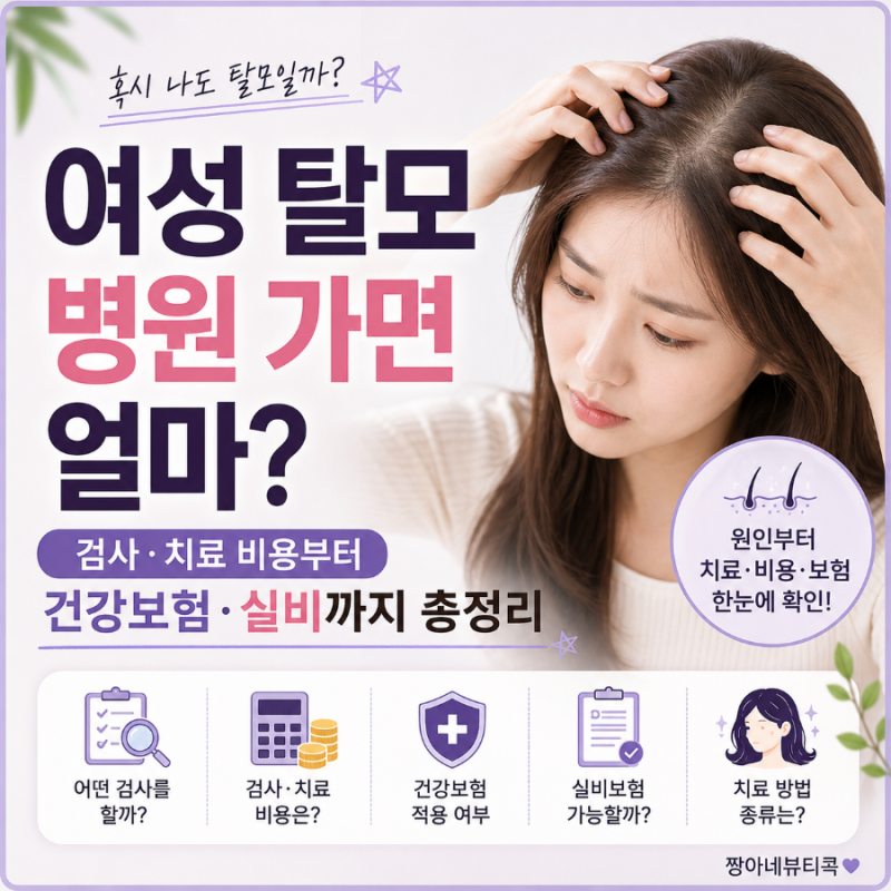 여성 탈모 병원 가면 얼마? 검사·치료 비용부터 건강보험·실비까지 총정리