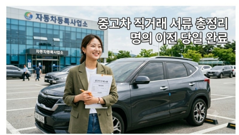 당사자 중고차 직거래 서류 총정리 차량 명의 이전 당일 완료 하고 싶어요.
