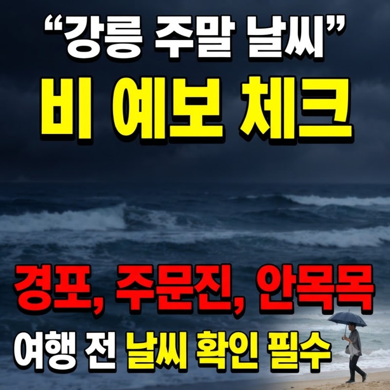 강릉 주말날씨 비예보 경포해변 주문진 안목카페거리 날씨 확인