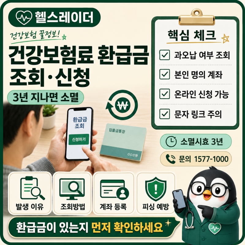 건강보험료 환급금 조회·신청 방법, 3년 소멸시효와 문자 사기 주의사항