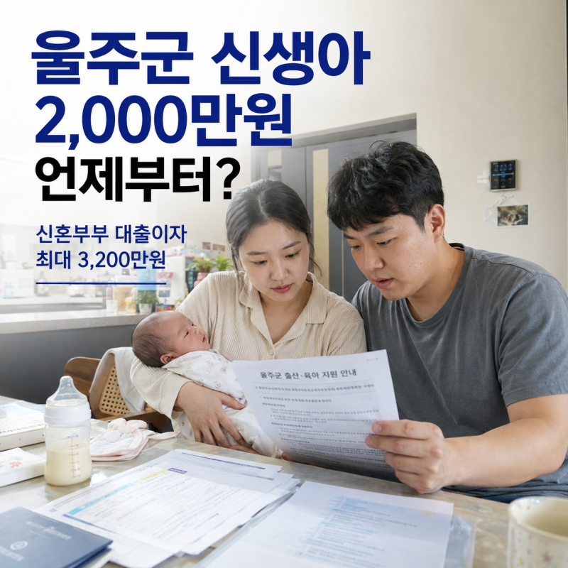 울주군 신생아 2,000만원 언제부터? 신혼부부 대출이자는 최대 3,200만원입니다