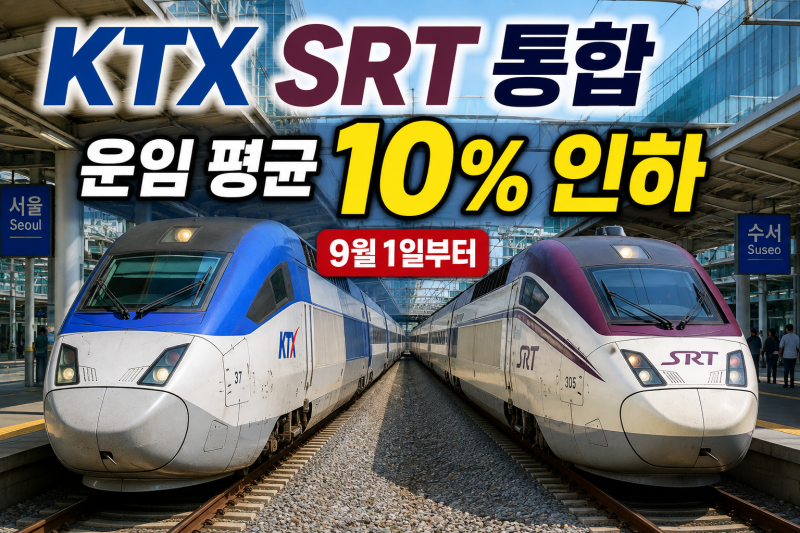 KTX SRT 통합 9월 1일부터 운임 평균 10% 인하 코레일+ 예매방법