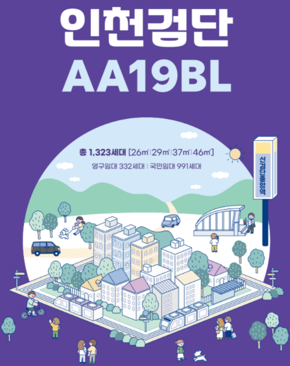 인천 검단 AA19 국민임대주택 991세대 공고, 25만원 신검단중앙역 투룸 아파트!