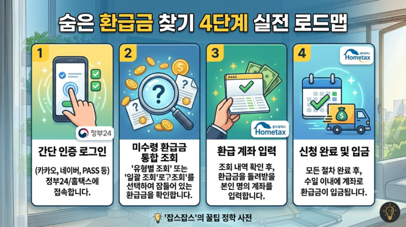 숨은 돈 찾기! 정부24·홈택스로 미수령 환급금 3분 만에 조회하고 신청하는 방법