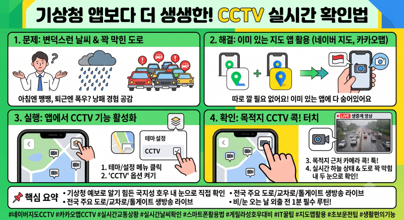 "우산 안 가져왔는데 저기 비 오나?" 네이버·카카오맵 CCTV로 실시간 날씨와 교통상황 확인하....