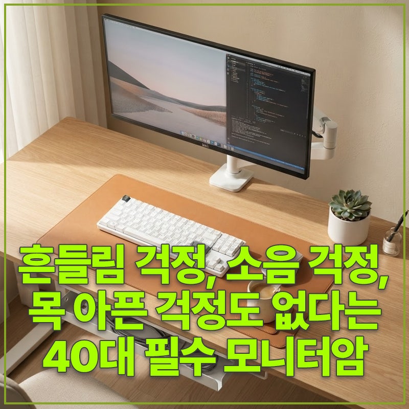 흔들림 걱정, 소음 걱정, 목 아픈 걱정도 없다는 40대 필수 모니터암