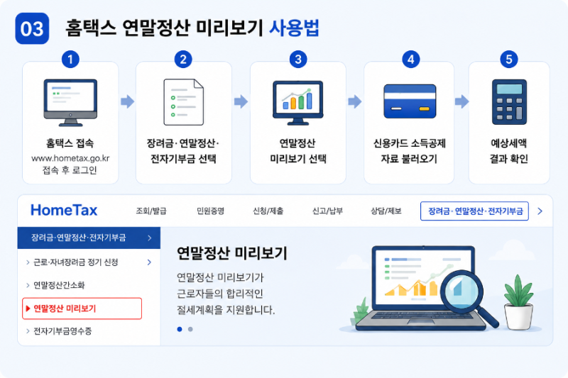 연말정산 미리보기 사용법, 홈택스에서 환급금 조회하는 방법