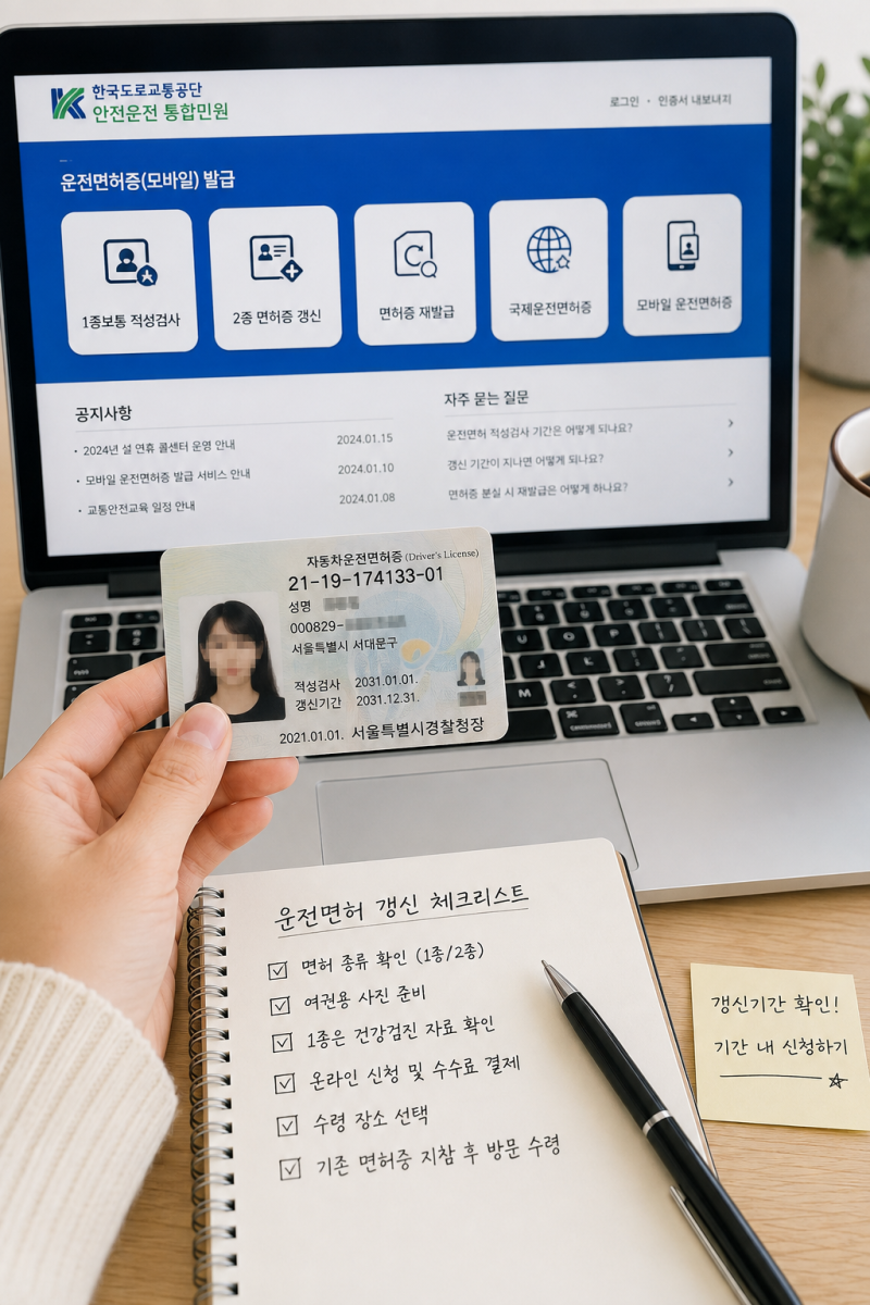 운전면허증 갱신 온라인 신청, 1종·2종 준비물이 달라요