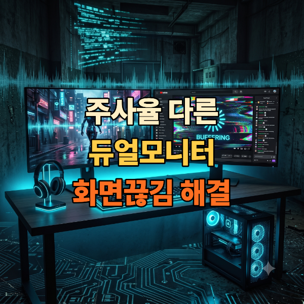[1분컷] 듀얼 모니터 주사율 다를 때 렉·프레임 드랍 완벽 해결법