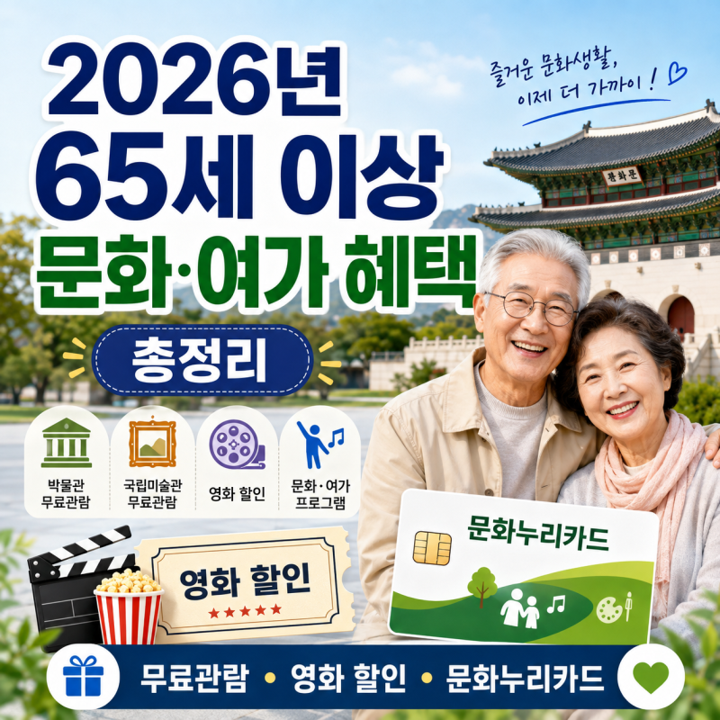 2026년 만 65세 이상 문화·여가 혜택 총정리, 무료관람·영화 할인·문화누리카드