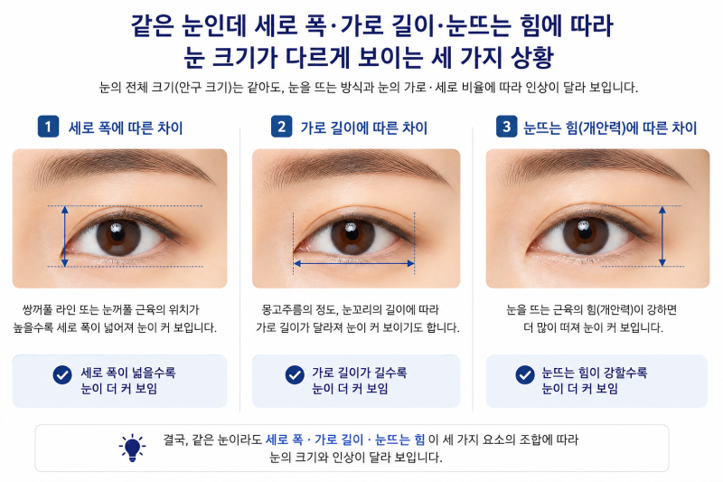쌍꺼풀 수술로 눈이 커질까? 안검하수 무쌍 눈매교정 기준