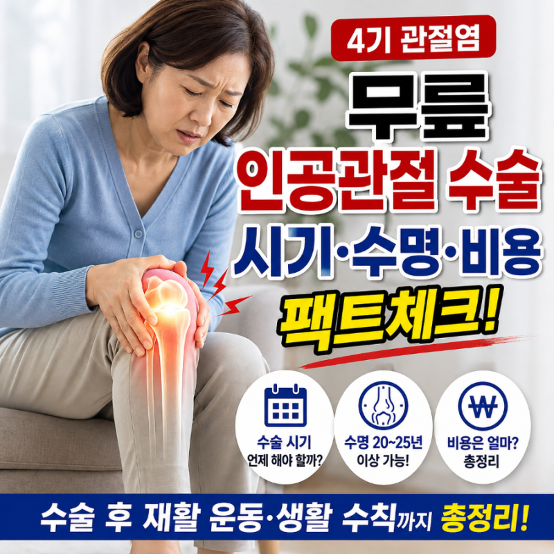 무릎 인공관절 수술 시기·수명·비용 팩트체크: 4기 관절염 재활 총정리