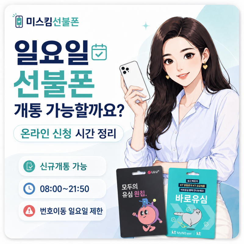 일요일 선불폰 개통 가능할까요? 온라인 신청 시간 정리