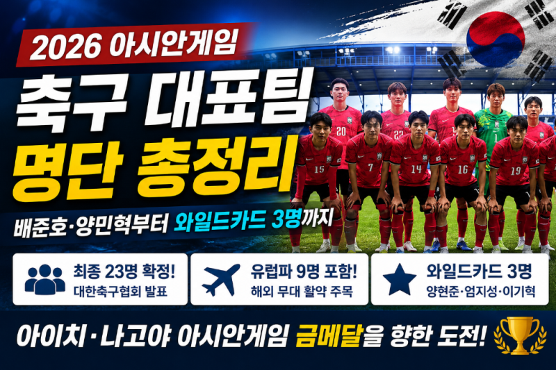 2026 아시안게임 축구 대표팀 명단 총정리｜배준호·양민혁부터 와일드카드 3명까지