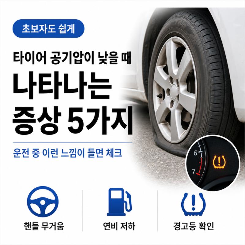 타이어 공기압이 낮을 때 나타나는 증상 5가지