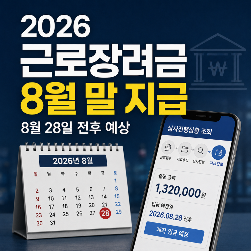 2026년 근로장려금 지급일 언제? 8월 정기 근로장려금 지급일자 총정리