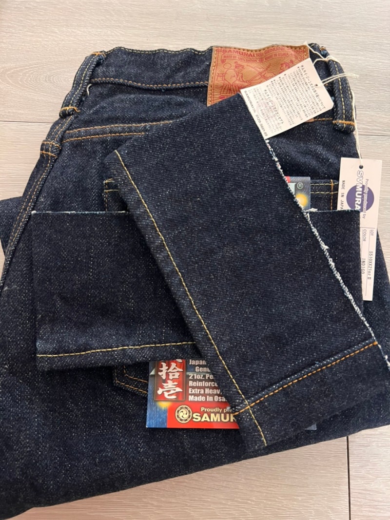 사무라이진스 s510xx 21oz 밑단으로 데님 동전지갑 만들기