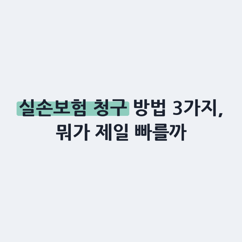 실손보험 청구 방법 3가지, 뭐가 제일 빠를까