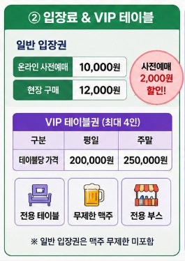 2026 송도맥주축제 라인업 총정리｜입장료·VIP·불꽃쇼·사전예매 할인