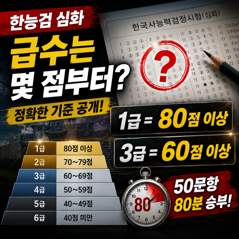 [한능검] 1급은 80점·3급은 60점… 심화 50문항 80분에서 급수가 갈리는 정확한 기준