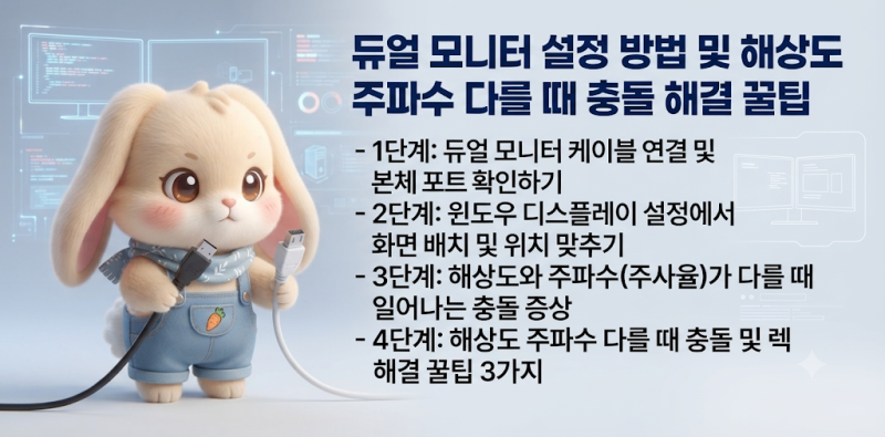 듀얼 모니터 설정 방법 및 해상도 주파수 다를 때 충돌 해결 꿀팁