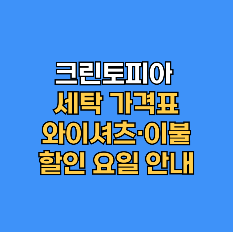 크린토피아 와이셔츠 가격 생일 할인 이불 세탁 요일 총정리