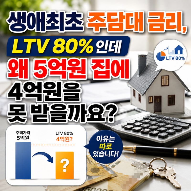 생애최초 주담대 금리, LTV 80%인데 왜 5억원 집에 4억원을 못 받을까요? 소득별 기본금리는?