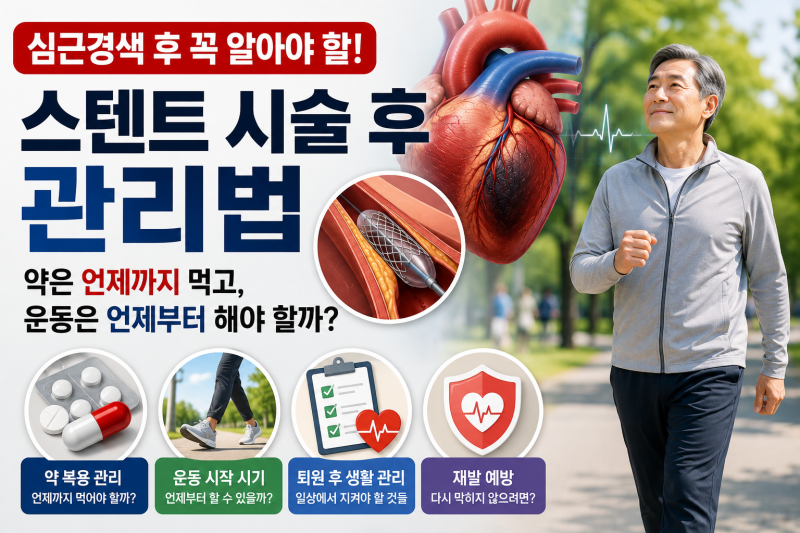 "약은 언제까지, 운동은 언제부터?" 심근경색 스텐트 시술 후 필수 관리법