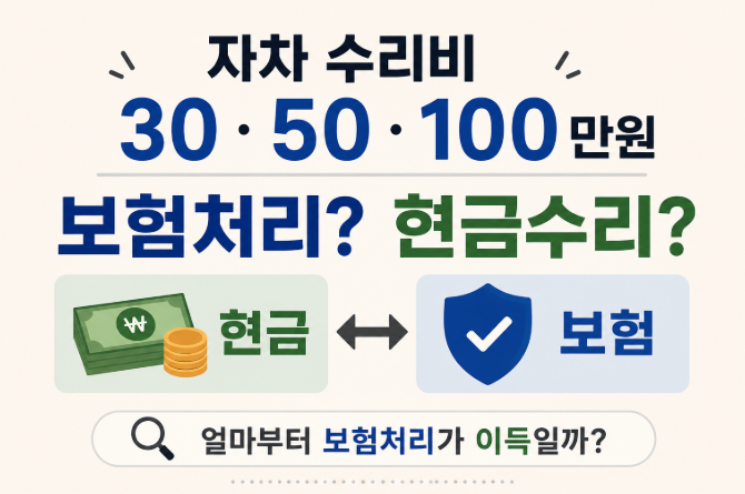 자차 수리비 30만원, 50만원, 100만원 보험처리하면 손해일까?