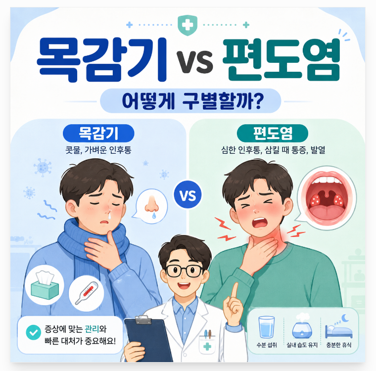 목감기 vs 편도염, 어떻게 구별할까? 약사가 알려드립니다