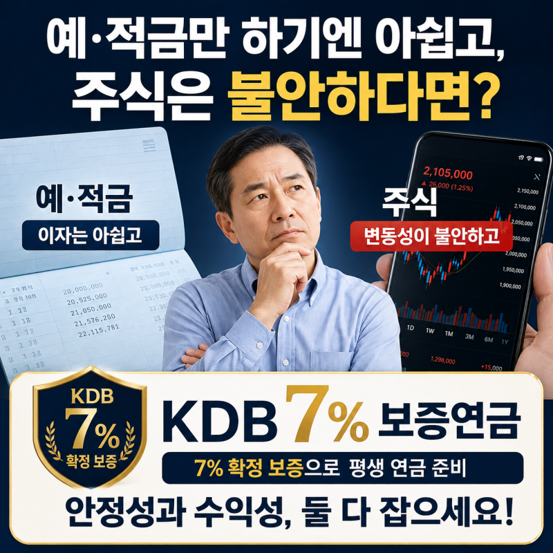 예·적금만 하기엔 아쉽고, 주식은 불안하다면? KDB 7% 보증연금