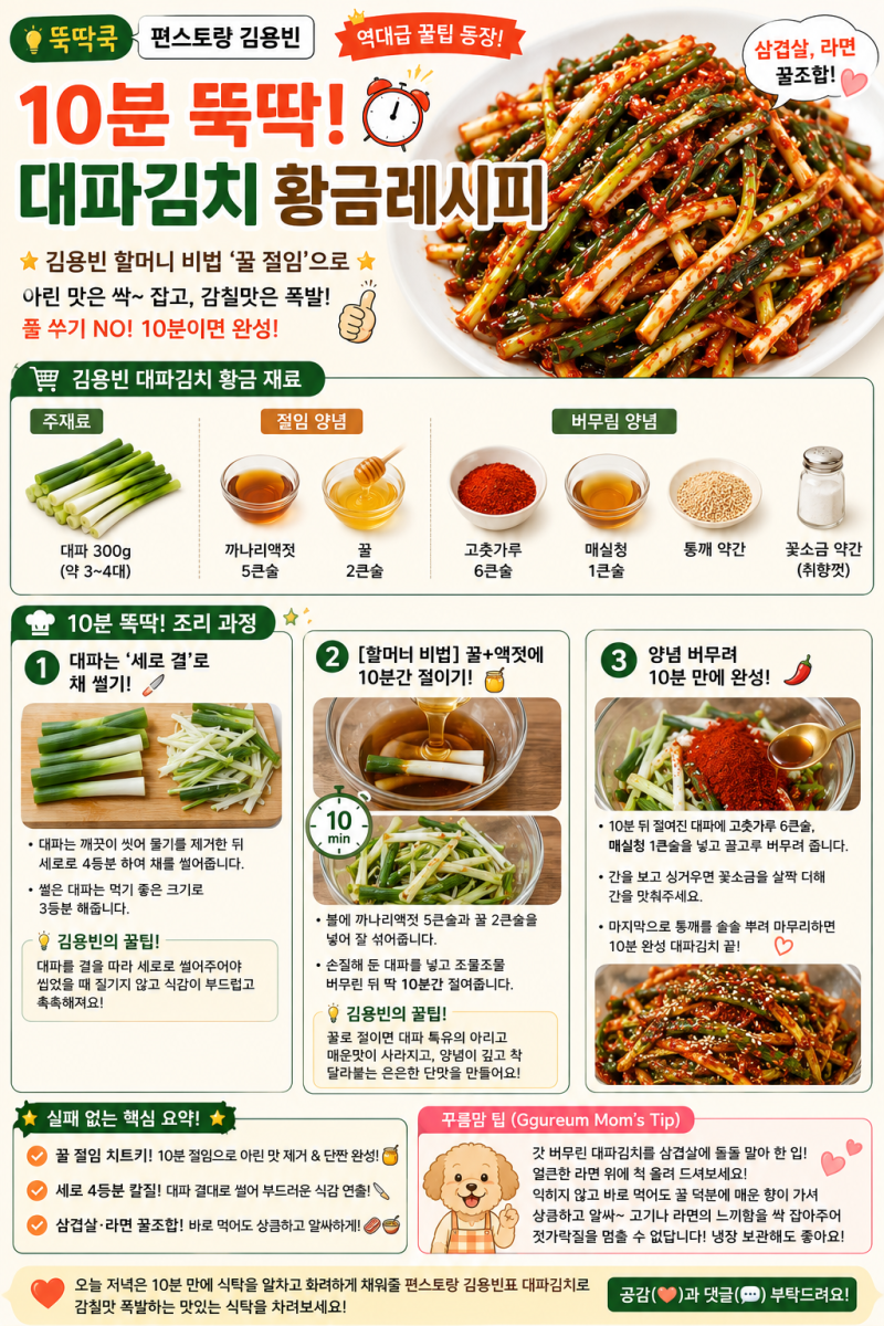 [뚝딱쿡] 10분 뚝딱! 편스토랑 김용빈 대파김치