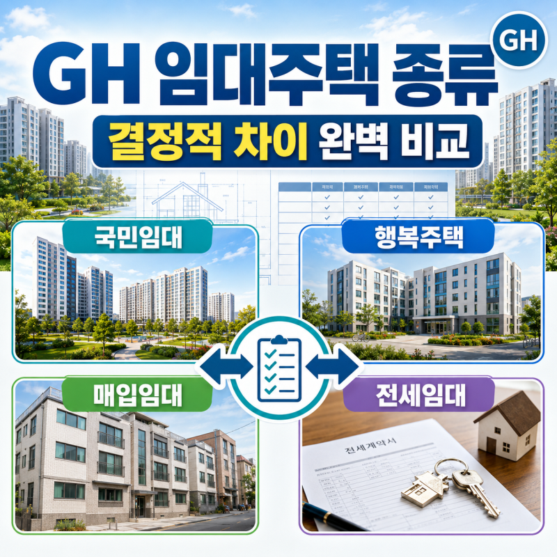 경기주택도시공사(GH) 임대주택 종류, 국민임대부터 행복주택·매입임대·전세임대까지 결정....
