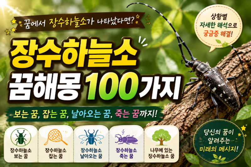 장수하늘소 꿈해몽 100가지 총정리｜장수하늘소 보는 꿈·잡는 꿈·날아오는 꿈·죽는 꿈