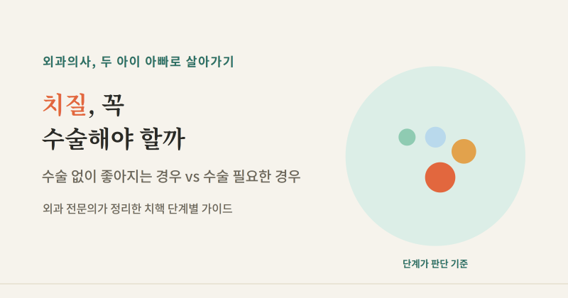 치질(치핵), 꼭 수술해야 할까 — 수술 없이 좋아지는 경우 vs 수술이 필요한 경우