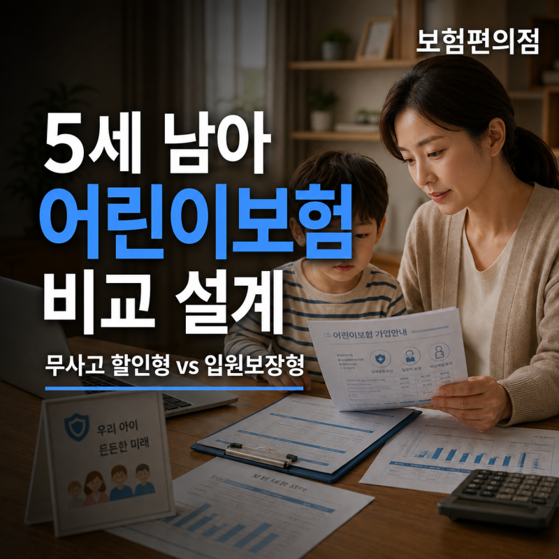 5세 남아 종합보험, 보험료 할인과 1~3인실 보장을 비교한 상담 사례