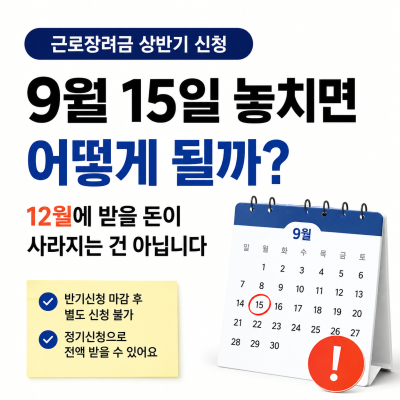 근로장려금 상반기 신청, 9월 15일 놓치면 어떻게 될까?