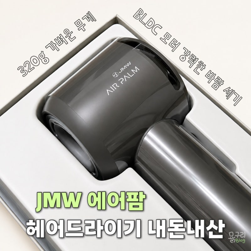 가볍고 빠르게 마르는 JMW 에어팜 BLDC 헤어드라이기 내돈내산 후기