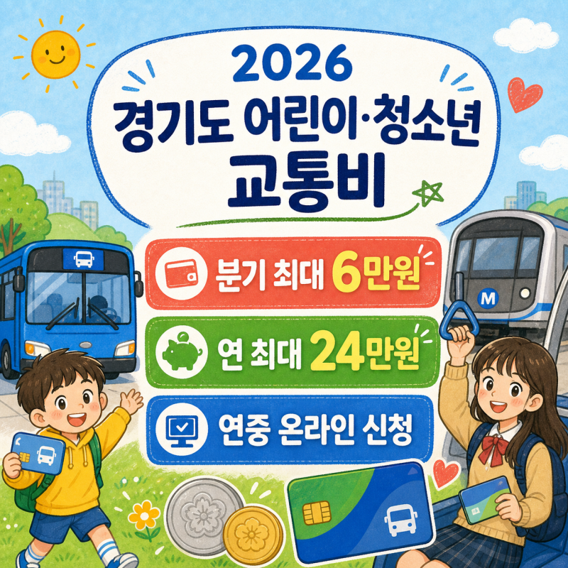 2026 경기도 어린이·청소년 교통비 지원 신청방법｜분기 6만원·연 24만원 받는 법