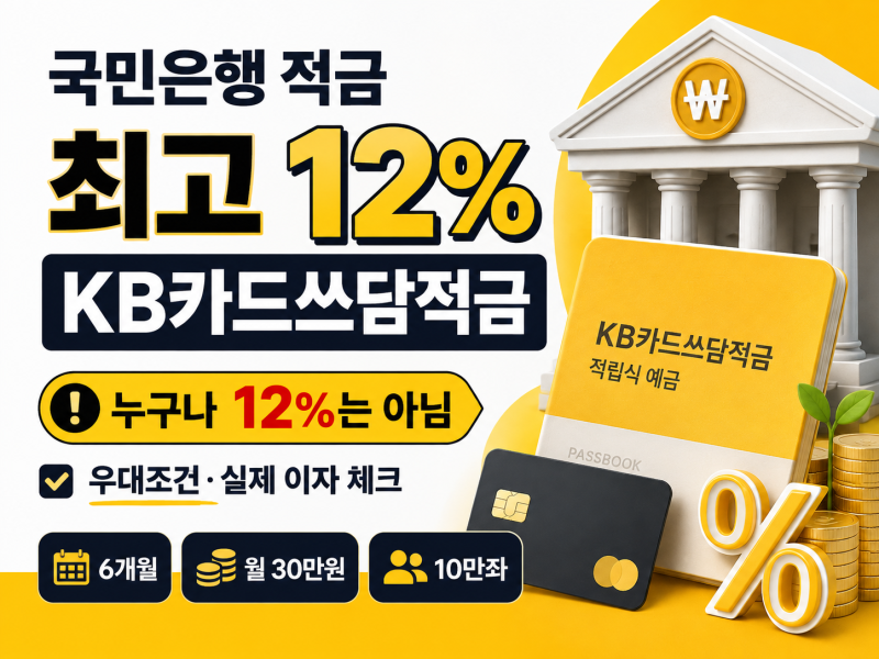 국민은행 적금 최고 12%｜KB카드쓰담적금 조건·월 30만원 실제 이자