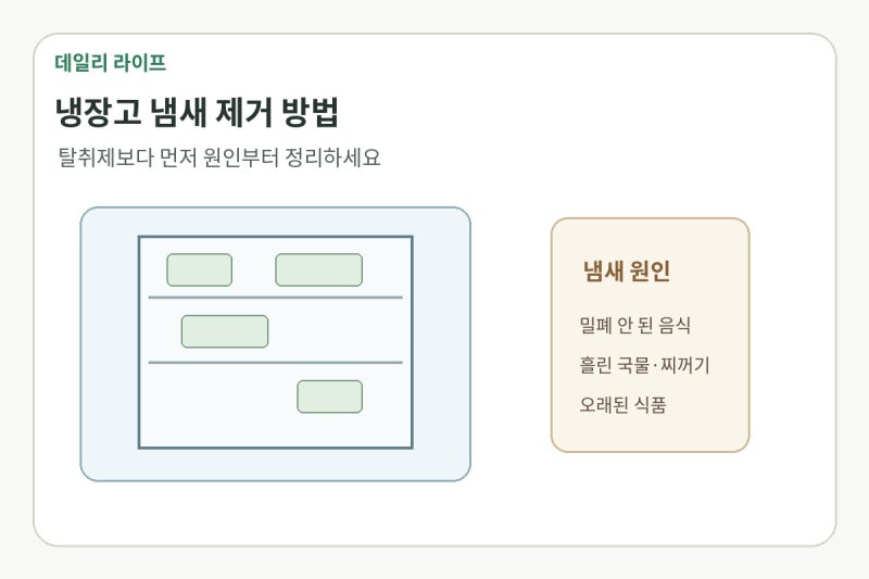 냉장고 냄새 제거 방법｜내부 청소·음식 보관·냄새가 계속날 때 확인할 것