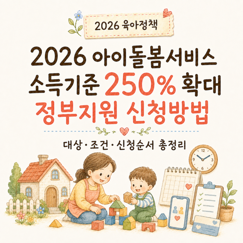 2026 아이돌봄서비스 소득기준 확대, 정부지원 신청방법