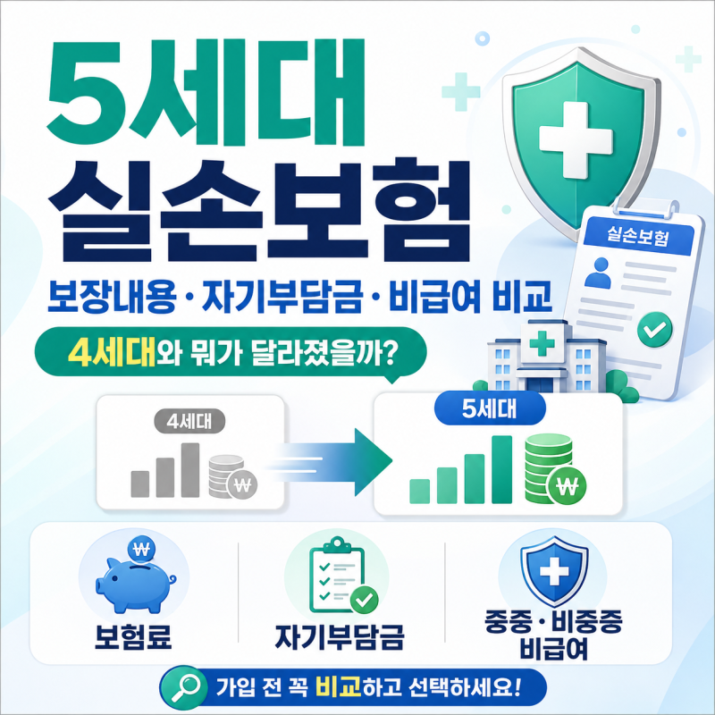 5세대 실손보험 뭐가 달라졌을까?｜4세대 비교·자기부담금·비급여 총정리