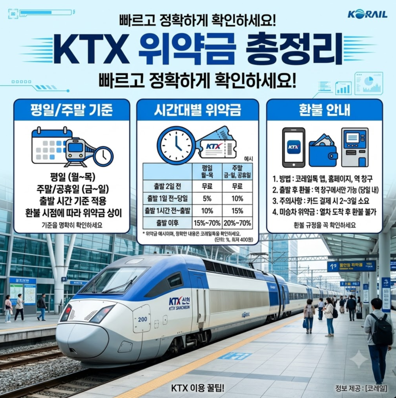 KTX 취소수수료 얼마? 평일·주말·당일 환불 기준