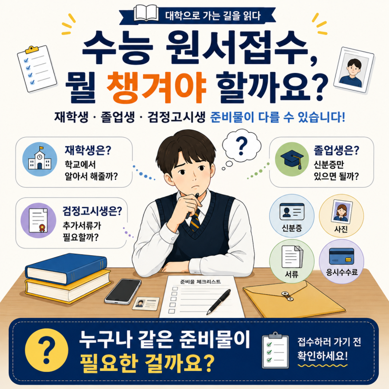 수능 원서접수 준비물 총정리｜재학생·졸업생·검정고시생 무엇을 챙겨야 할까요?