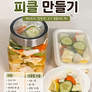 수제 피클 만들기 피클물 황금비율 오이 양배추 피클 레시피
