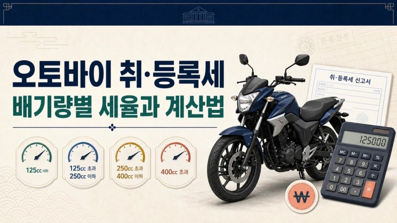 오토바이 취등록세 계산부터 납부까지 한 번에 정리해요